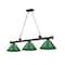 Z-Lite Cordon 3 Light Billiard, Matte Black & Green 2306-3MB-PGR - alternate 8